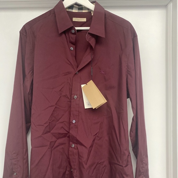 NEW Burgundy Burberry Dress Shirt/XL